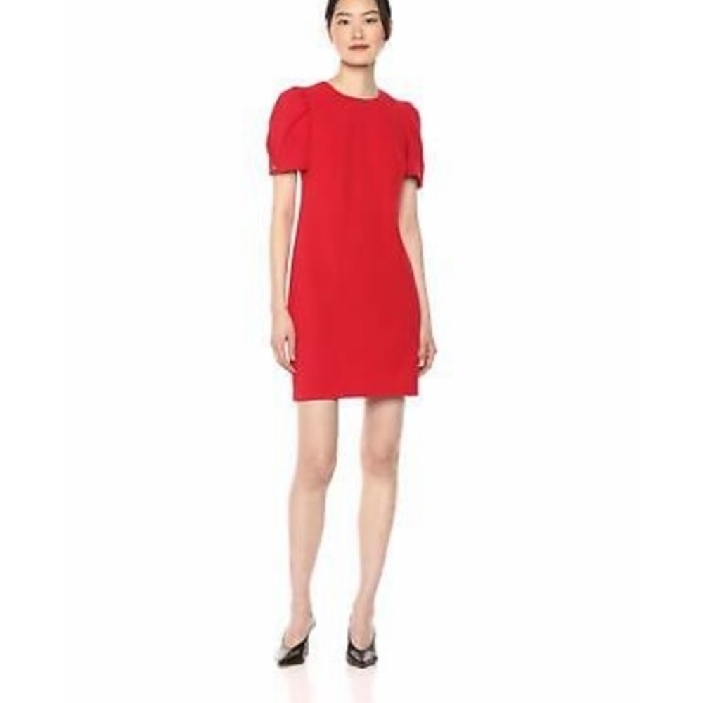 Calvin Klein Red Puff-Sleeve Mini Dress